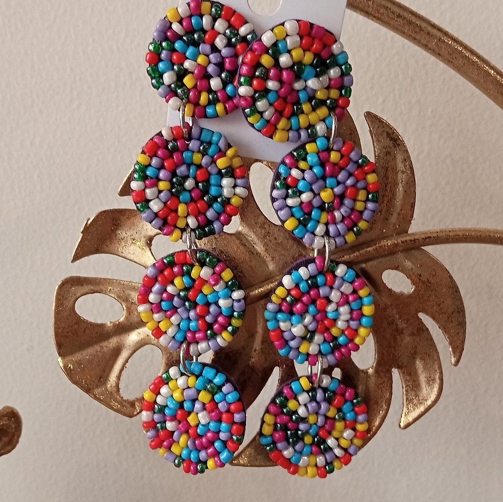 Beaded Long Retro Earrings - Picture 5 of 7